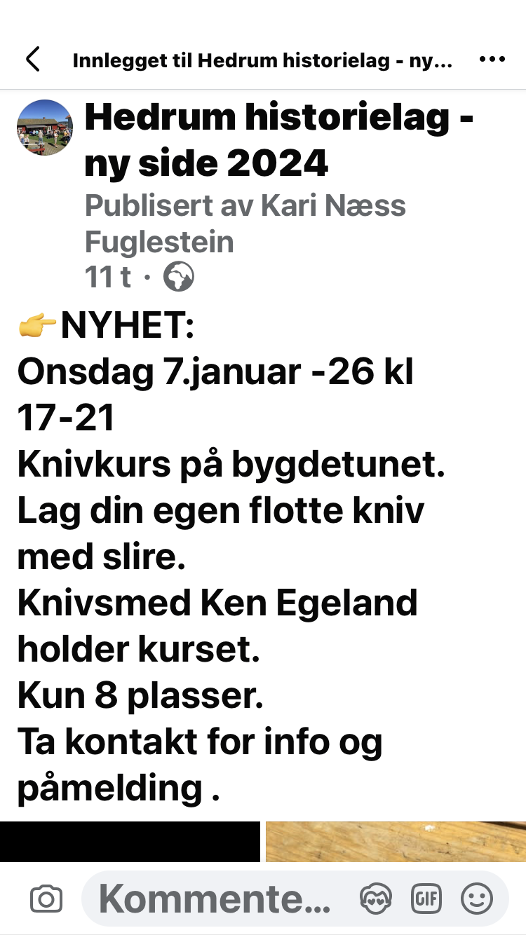 Artikkelbilde til artikkelen Knivkurs 2026